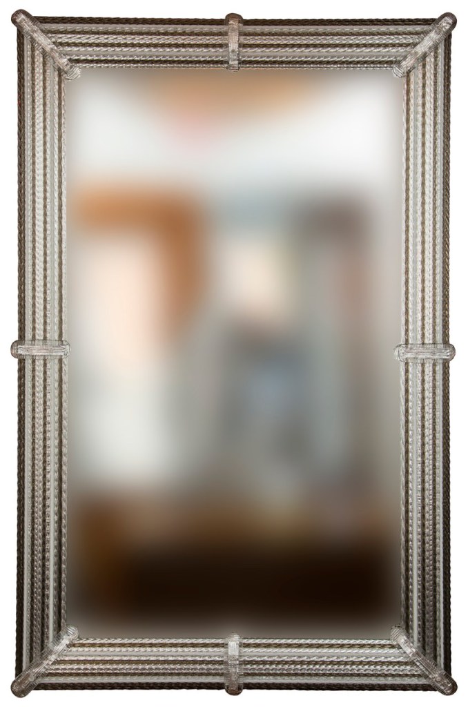 Custom Murano Blown Grey Twisting Glass Mirror, Contemporary