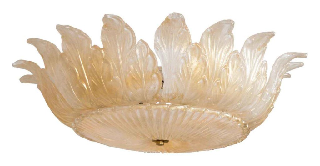 Gold Blown Crown Shaped Ceiling Fixture, UL Certified