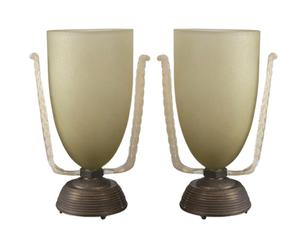 Rare Pair of Vintage Up-Light Vases