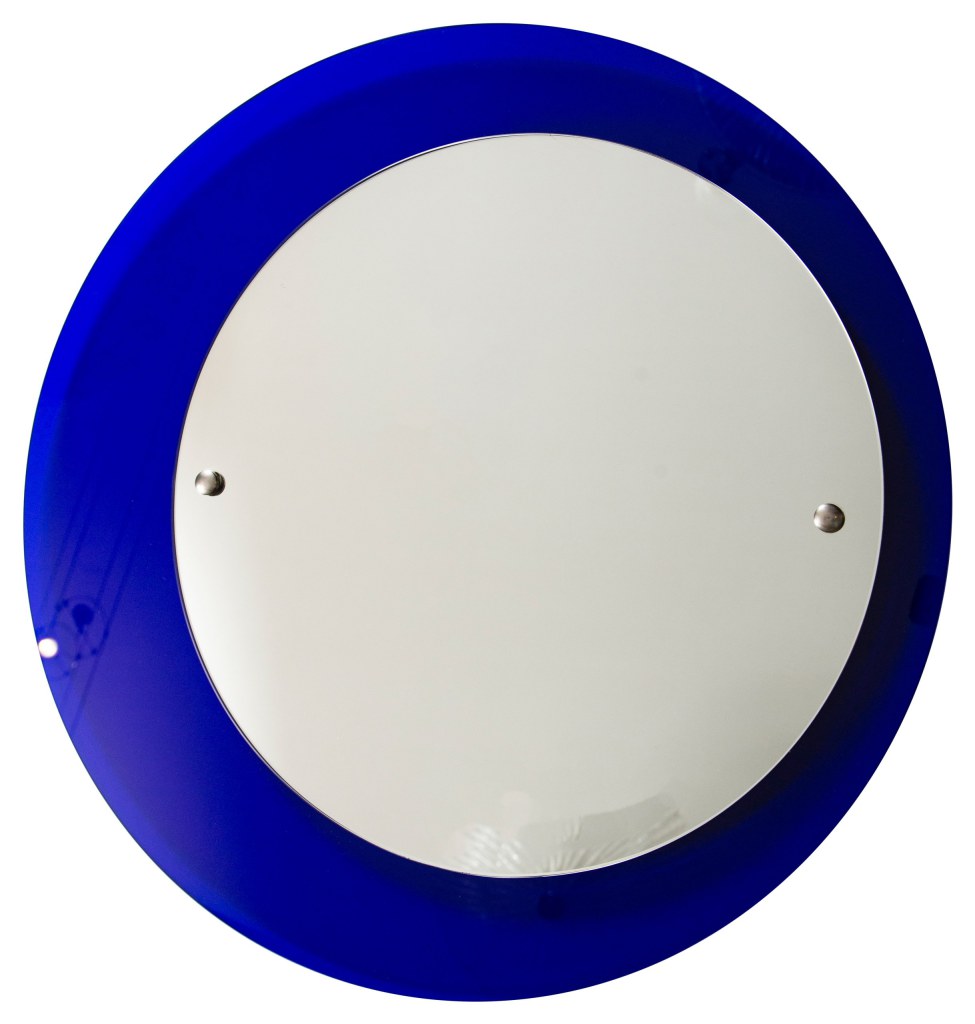 Italian Mid Century Klein Blue Asymmetrical Round Mirror, 1960