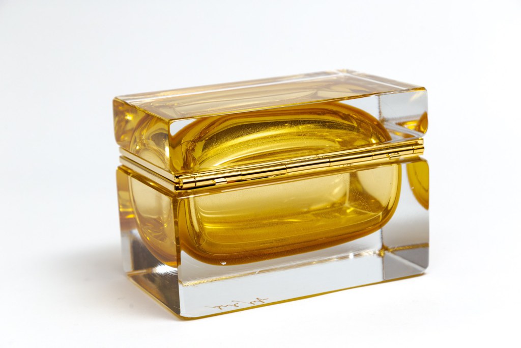 Large Murano 24k Gold Rectangular Box, Contemporary