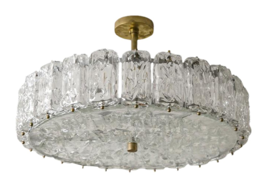 Circular Ice Block Ceiling Fixture, Contemporary