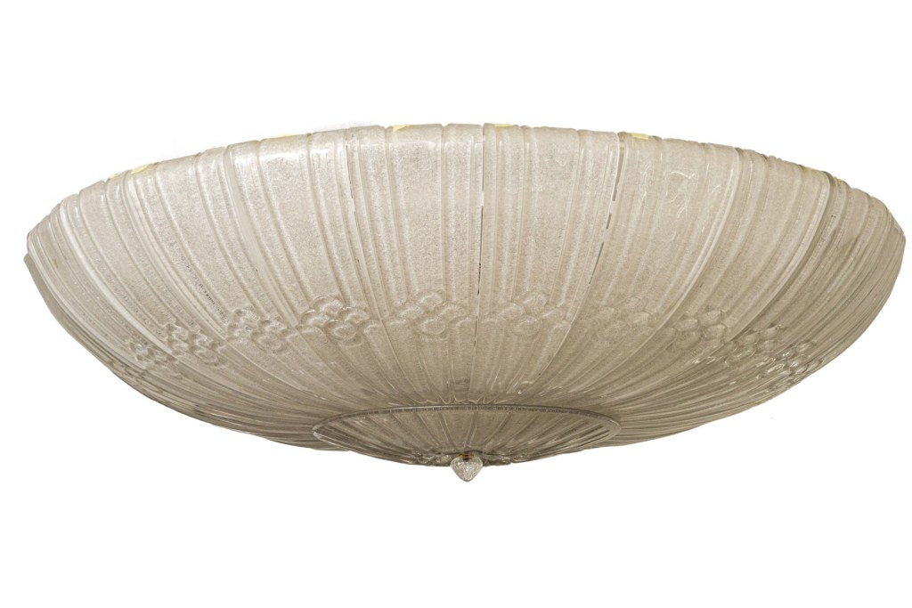 Monumental Art Deco Style Dome-Shaped Ceiling Fixture By Barovier, UL Certified