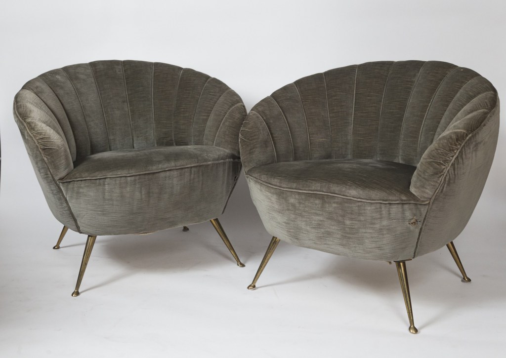 Pair of Italian Mid Century Curved Chairs