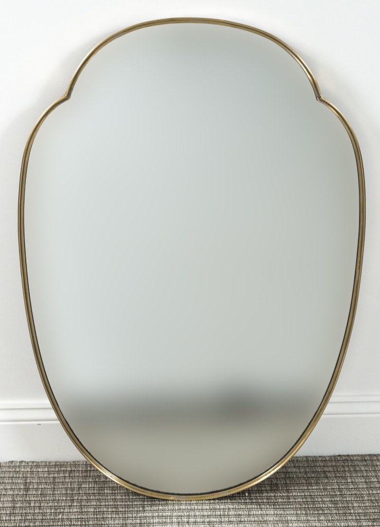 Italian Design Brass Oval Shaped Mirror