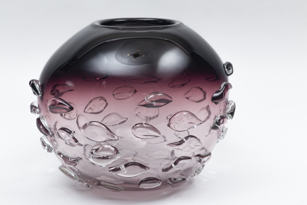 Large & Unique Modern Plum Blown Sculptural Vessel
