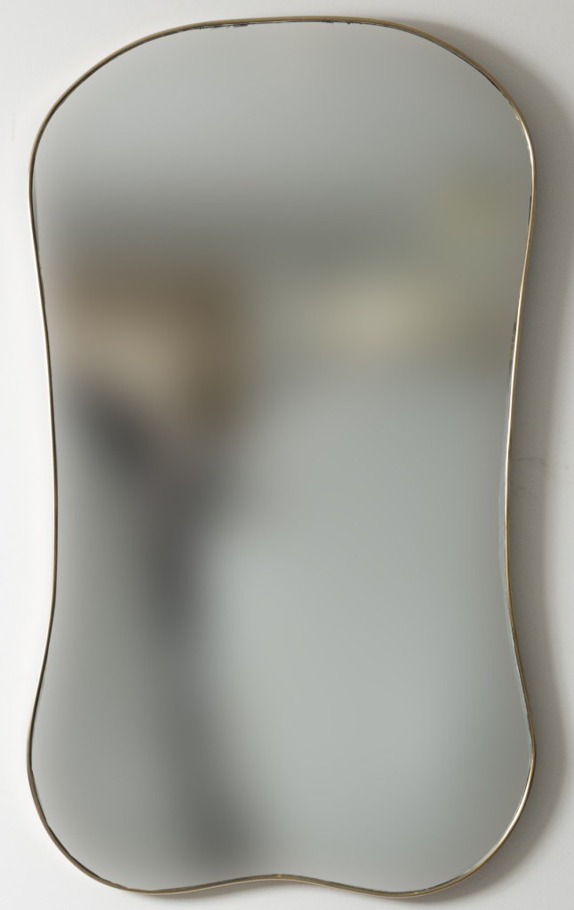 Large Italian Design Curved Brass Mirror