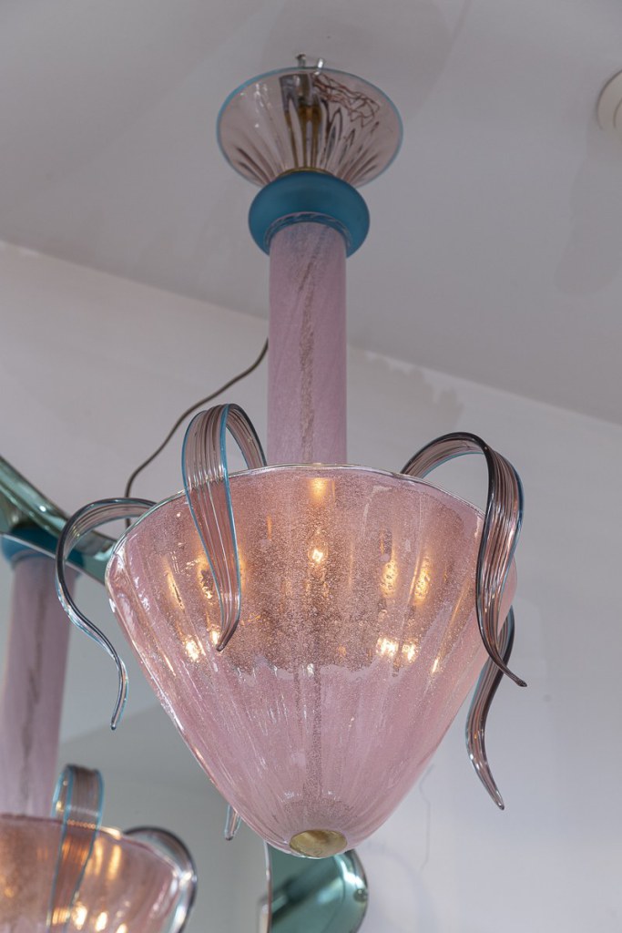 Vintage Plum & Turquoise Leaf Ceiling Fixture