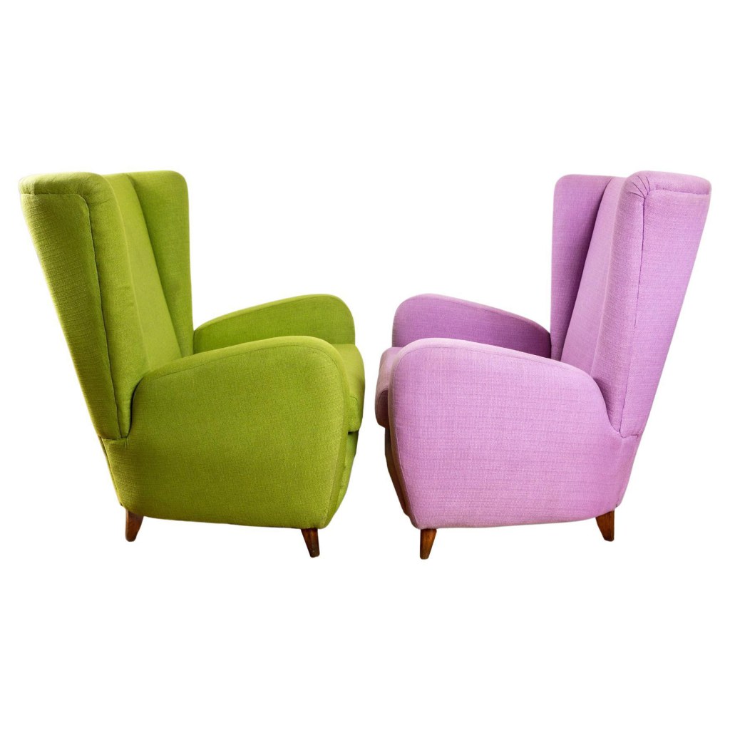 Large Pair Of Italian Mid Century Lounge Chairs By Paola Buffa