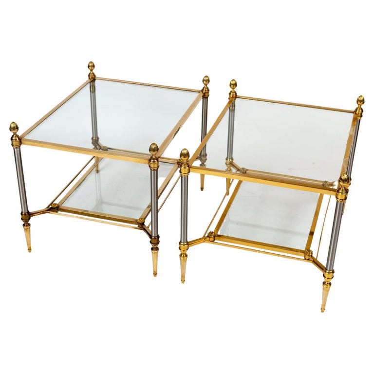Set Of XXth Century Maison Jansen Low Brass Tables