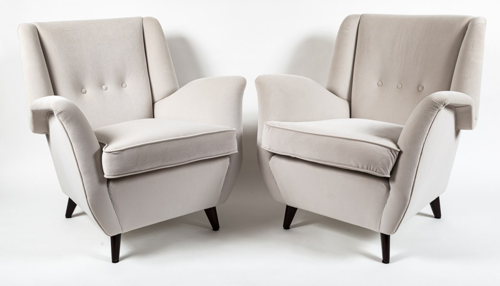 Mid Century Italian Upholstered Lounge Chairs