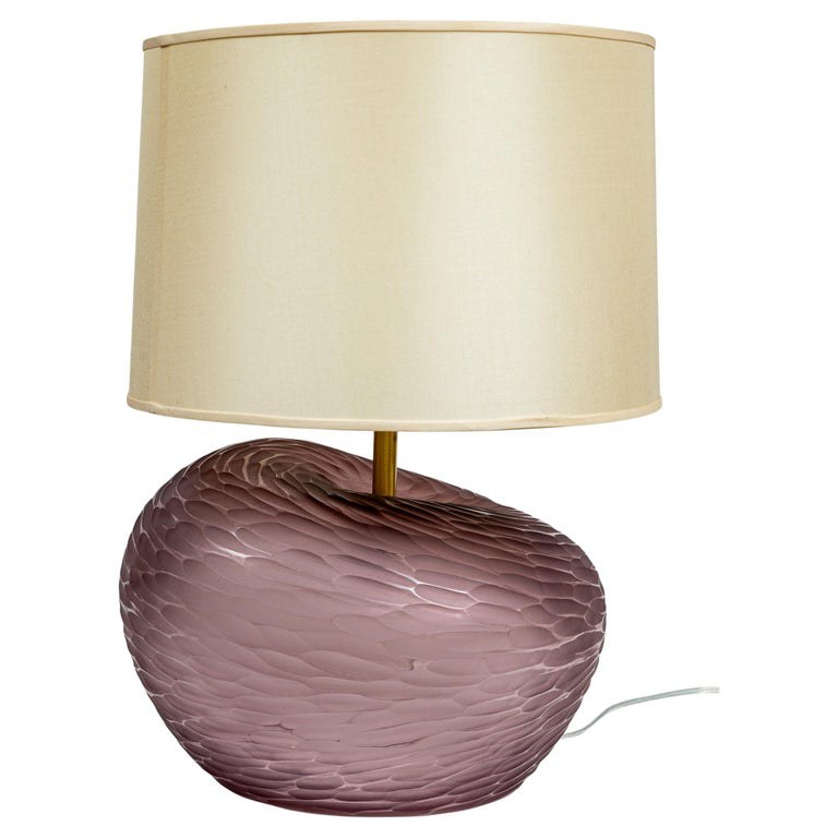 Murano Organic Shaped Textured Plum Table Lamp