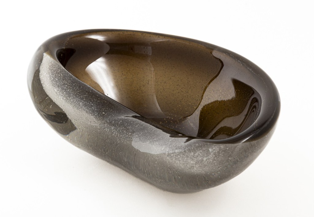 Vintage Italian Organic Blown ‘Sommerso Fumato’ Bowl, Attributed To Alfredo Barbini for VAMSA