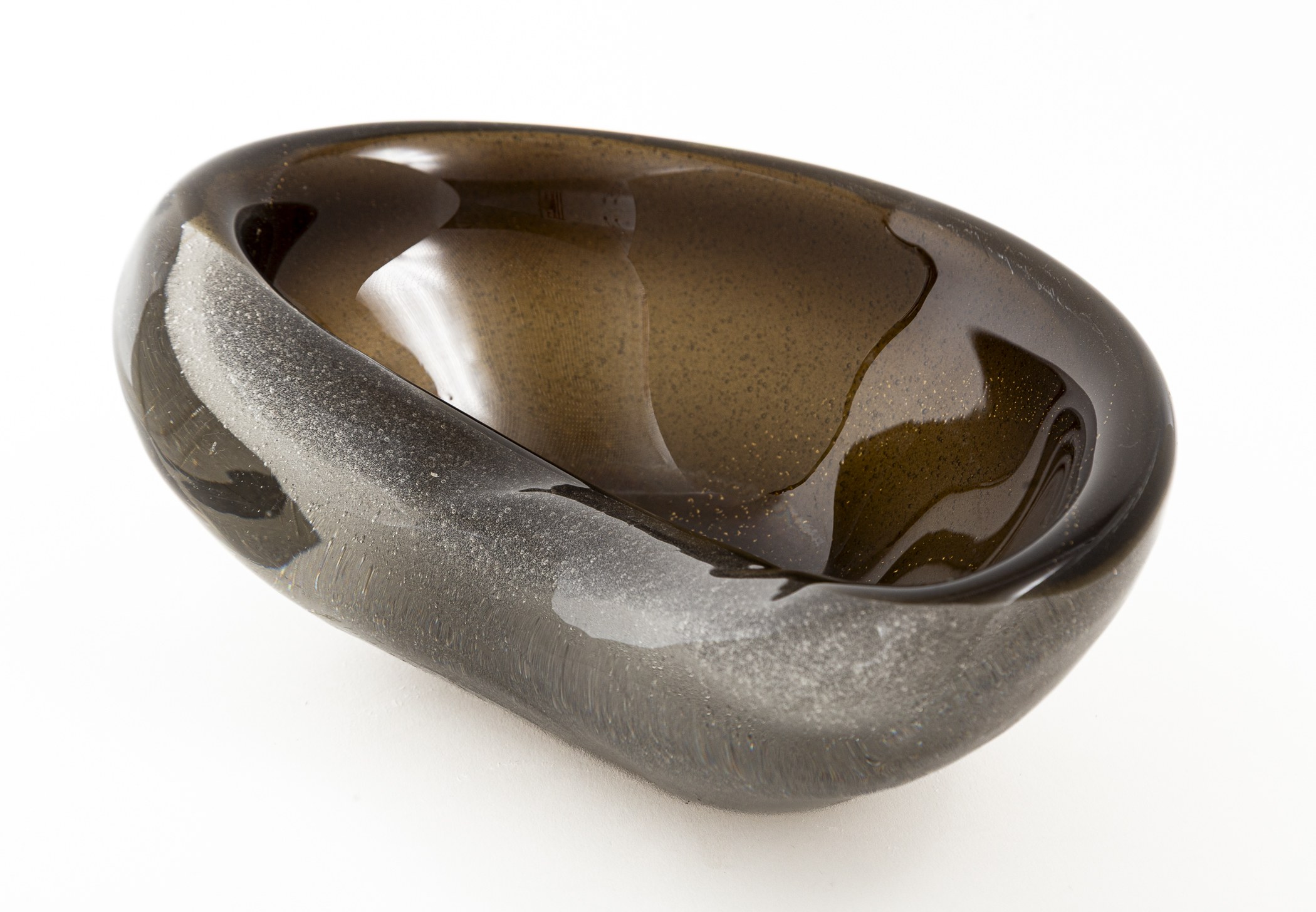 Vintage Italian Organic Blown ‘Sommerso Fumato’ Bowl, Attributed To Alfredo Barbini for VAMSA