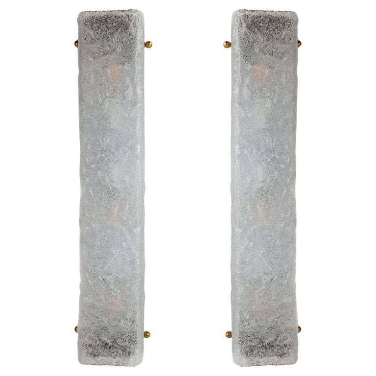 Set of 2 Murano Icy Glass Rectangular Wall Lights, Contemporary