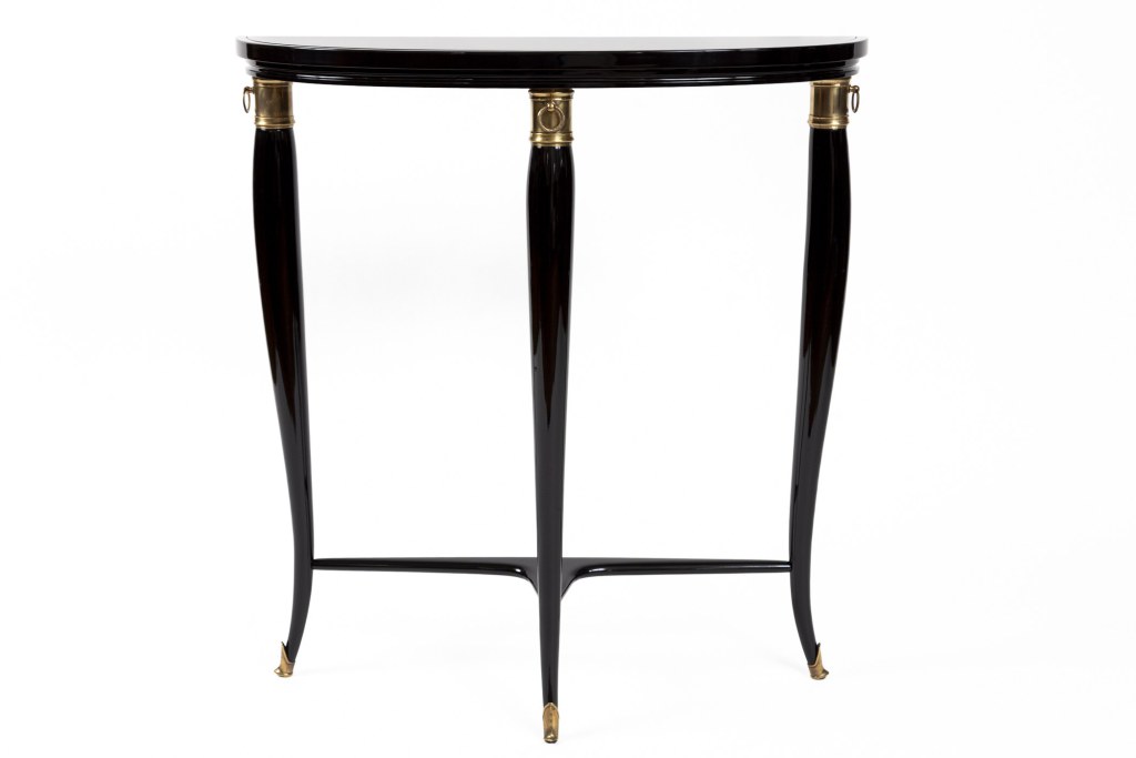 Small Italian Mid Century Ebonized Demilune Console By Paolo Buffa