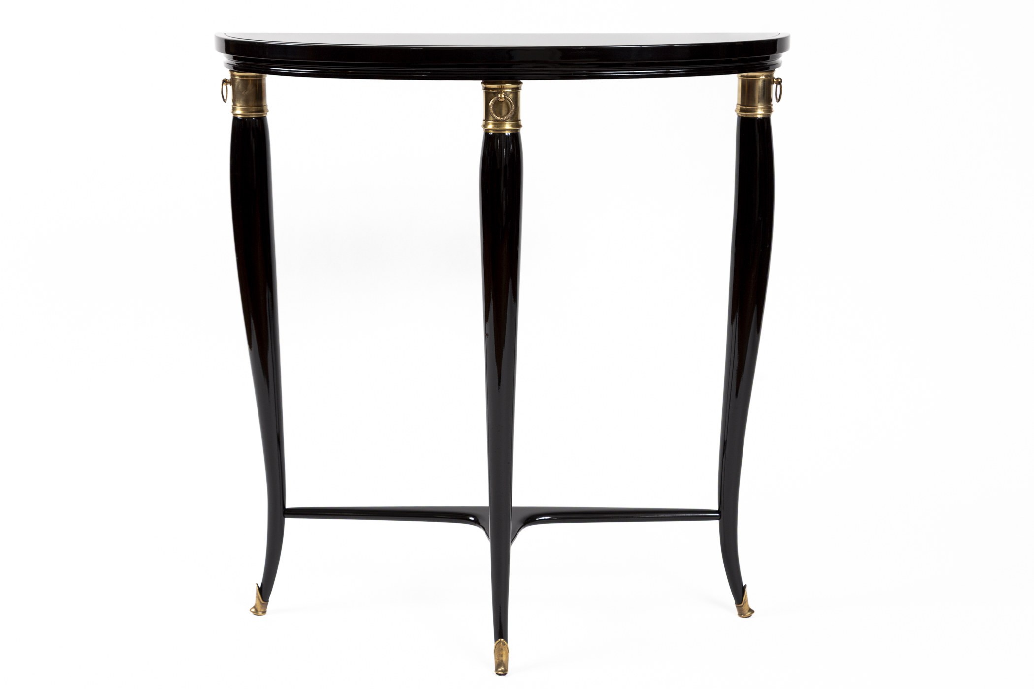 Small Italian Mid Century Ebonized Demilune Console By Paolo Buffa