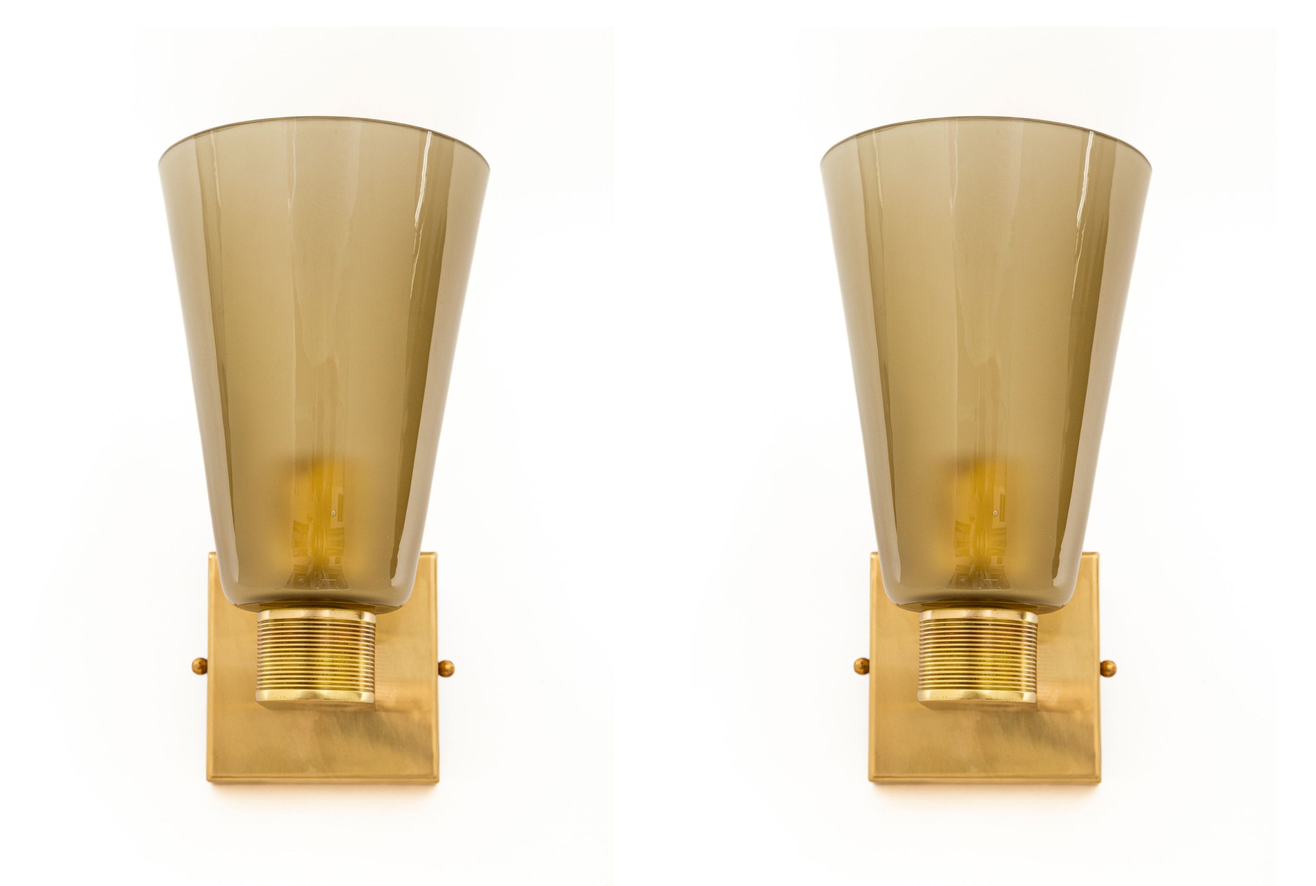 Pair of Modernist Murano Blown Pagliesco Wall Lights, Contemporary, UL Certified