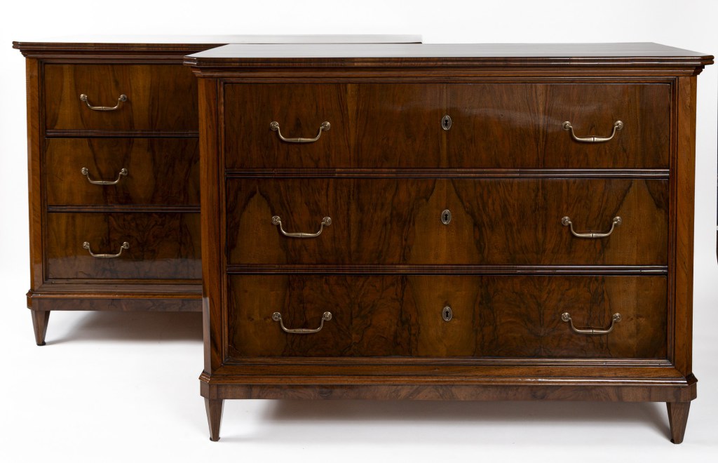 Large Pair 19th Century Italian Walnut Chest Of Drawers
