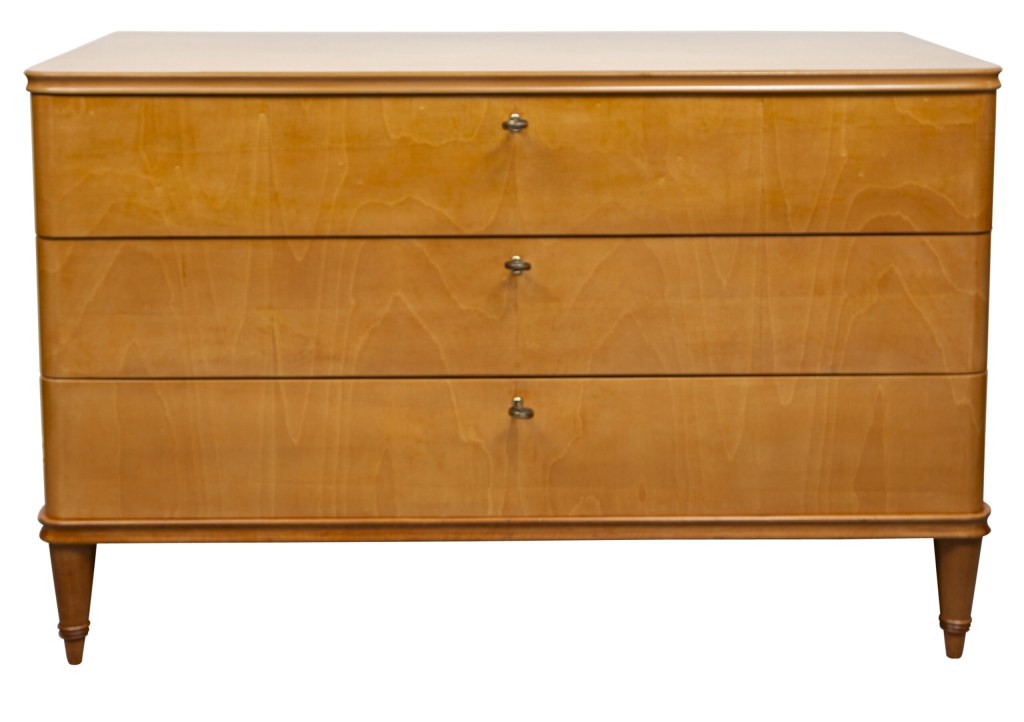 Art Deco XX Century Swedish Maple Wood Chest Of Drawers, 1940ca