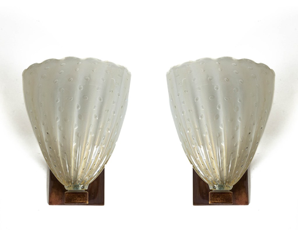 Pair of Modern Barovier Style Bronze Wall Lights, Contemporary