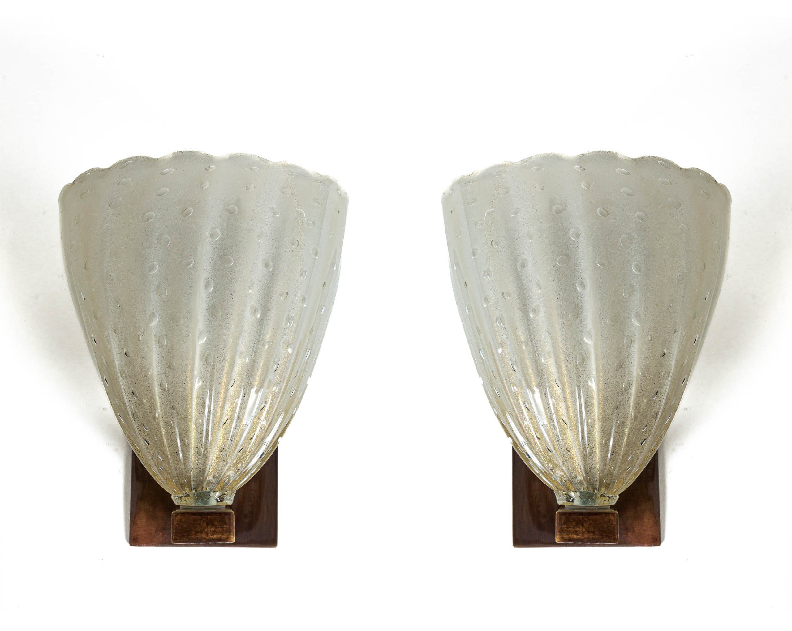 Pair of Modern Barovier Style Bronze Wall Lights, Contemporary