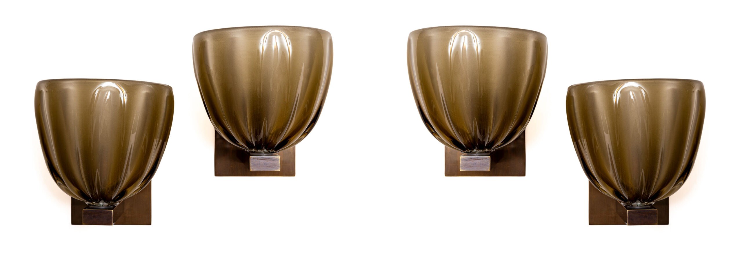 Pair of Modernist Murano Blown Smoke Opaque Glass Wall Lights, Contemporary, UL Certified