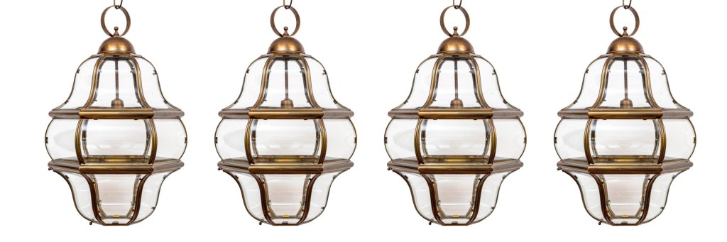 Set of XX Century Italian Venetian Style Brass Lanterns, UL Certified