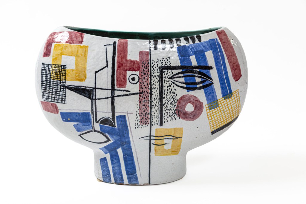 Large XX Century Italian Ceramic Sculptural Vessel, Signed G. Crestani, 1959