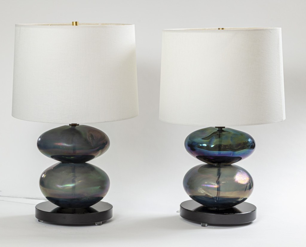 Pair Of Modern Murano Amorphous Table Lamps, Contemporary Art