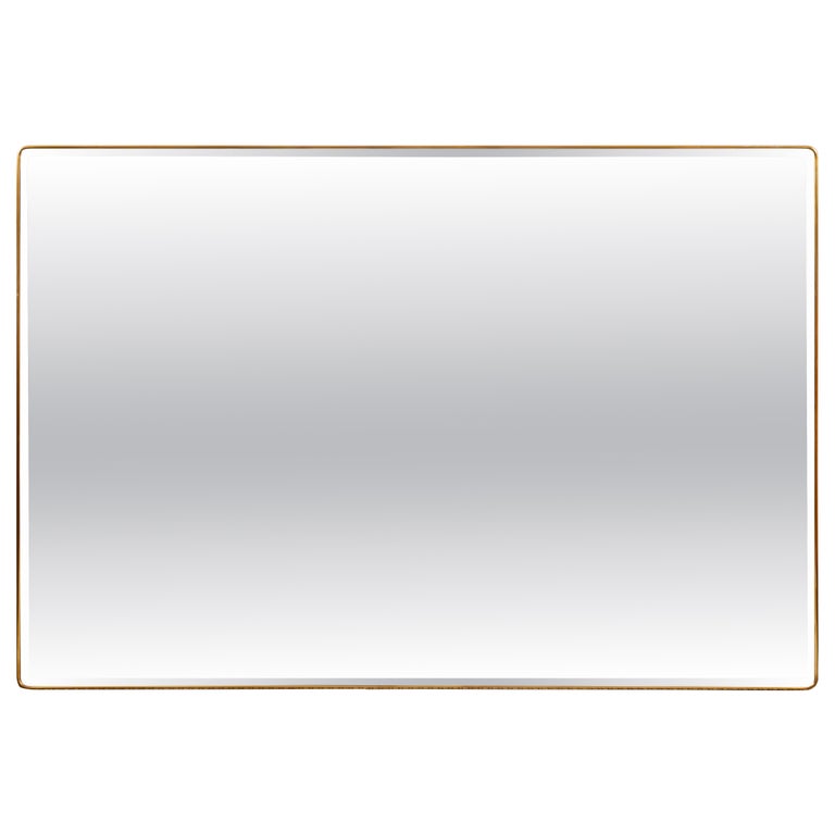 Monumental Sized Italian XX Century Modernist Brass Mirror