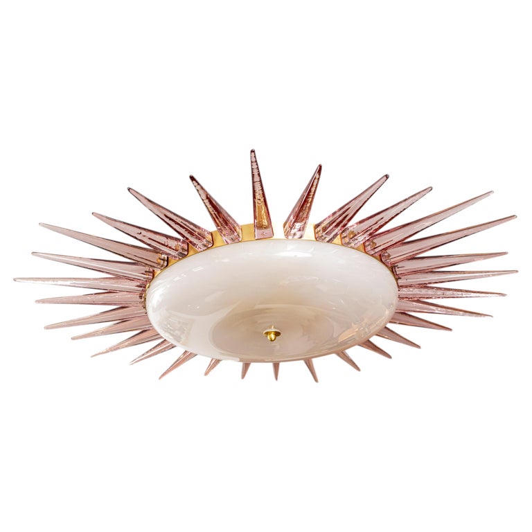 Large Italian Murano Starburst Near Flushmount, Contemporary