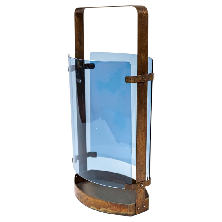 Italian Mid Century Curved Glass Umbrella Stand By Max Ingrand For Fontana Arte