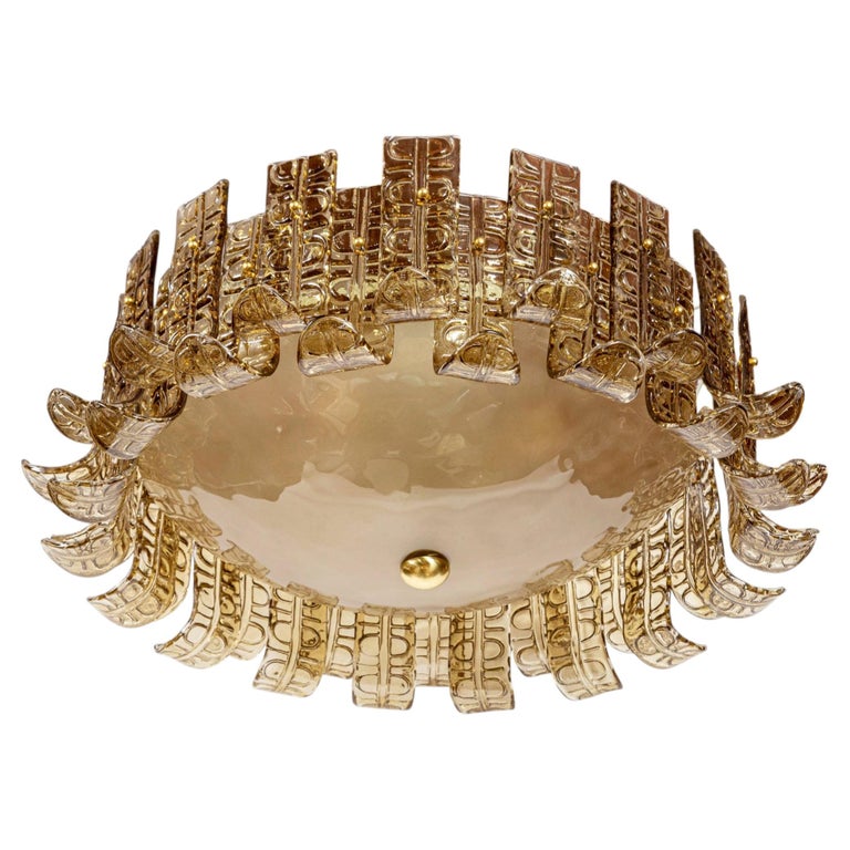 Modern Murano Glass Blown Taupe Glass Chandelier, Contemporary