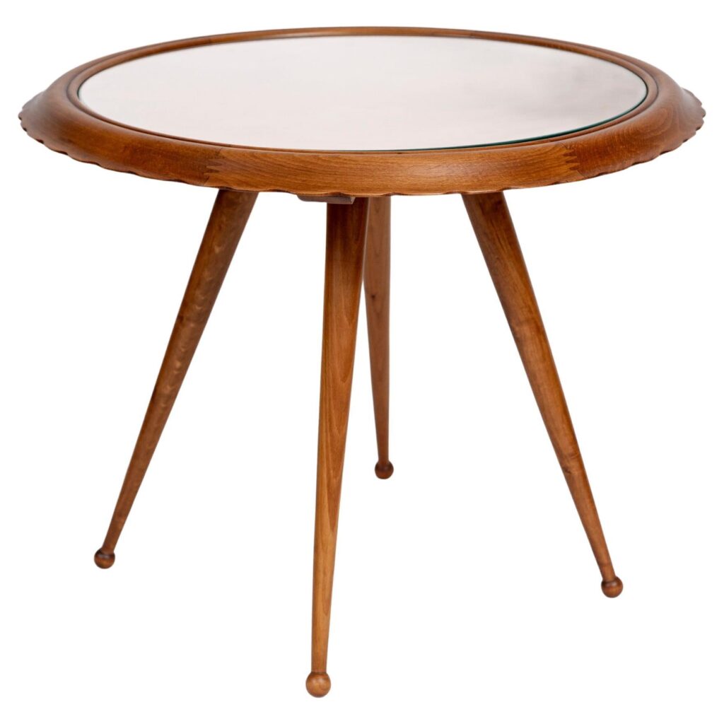 XX Century Italian Scalloped Fruitwood Low table Style Of Paolo Buffa