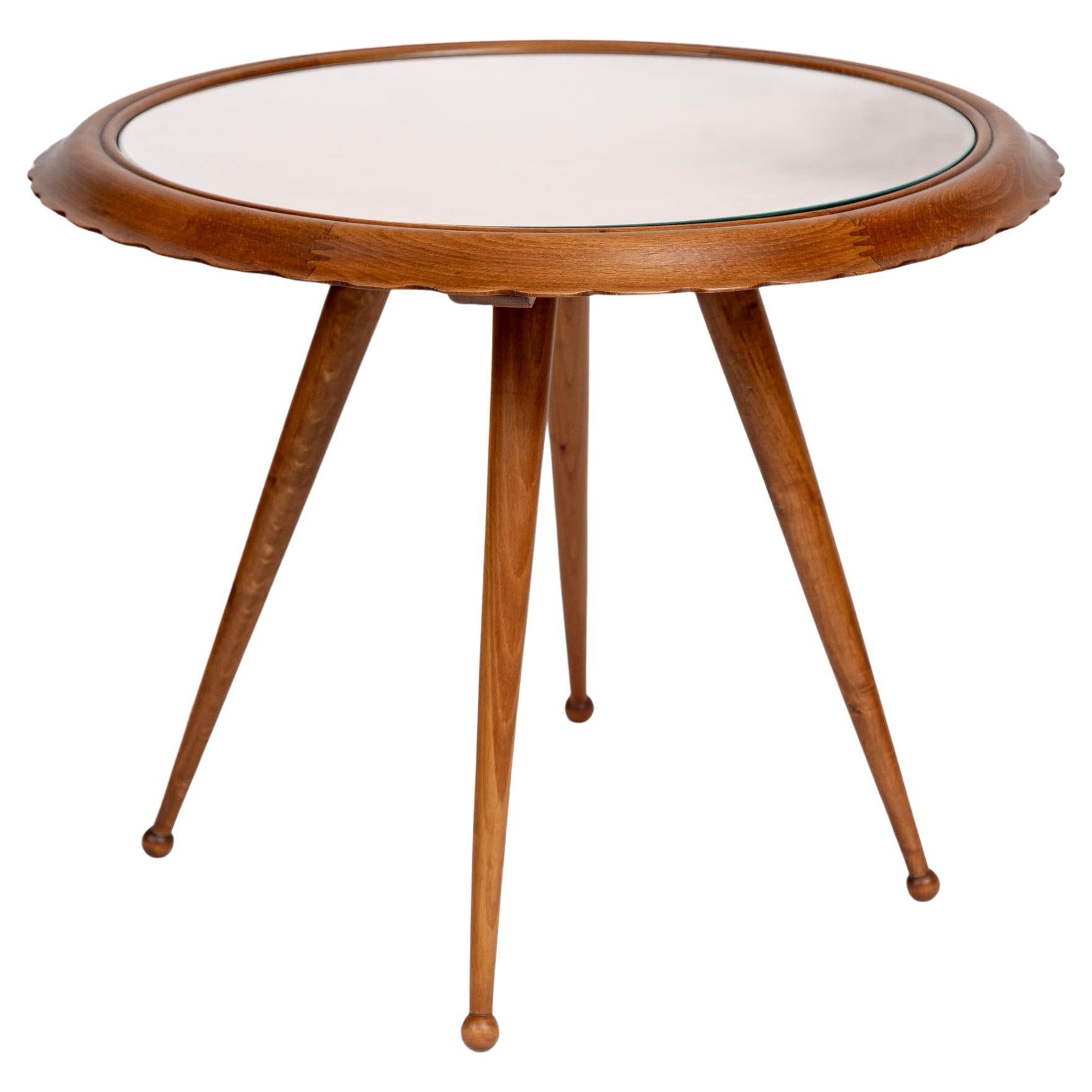 XX Century Italian Scalloped Fruitwood Low table Style Of Paolo Buffa