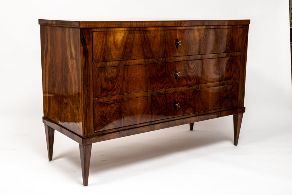 Large 19th Century Biedermeier Chest of Drawers In Dark Walnut